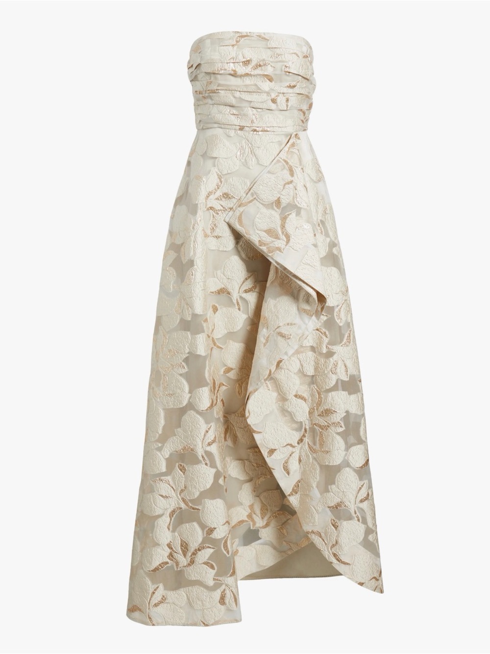 TAHARI ASL METALLIC FLORAL JACQUARD STRAPLESS GOWN 6/8 PEARL COLOR NWT